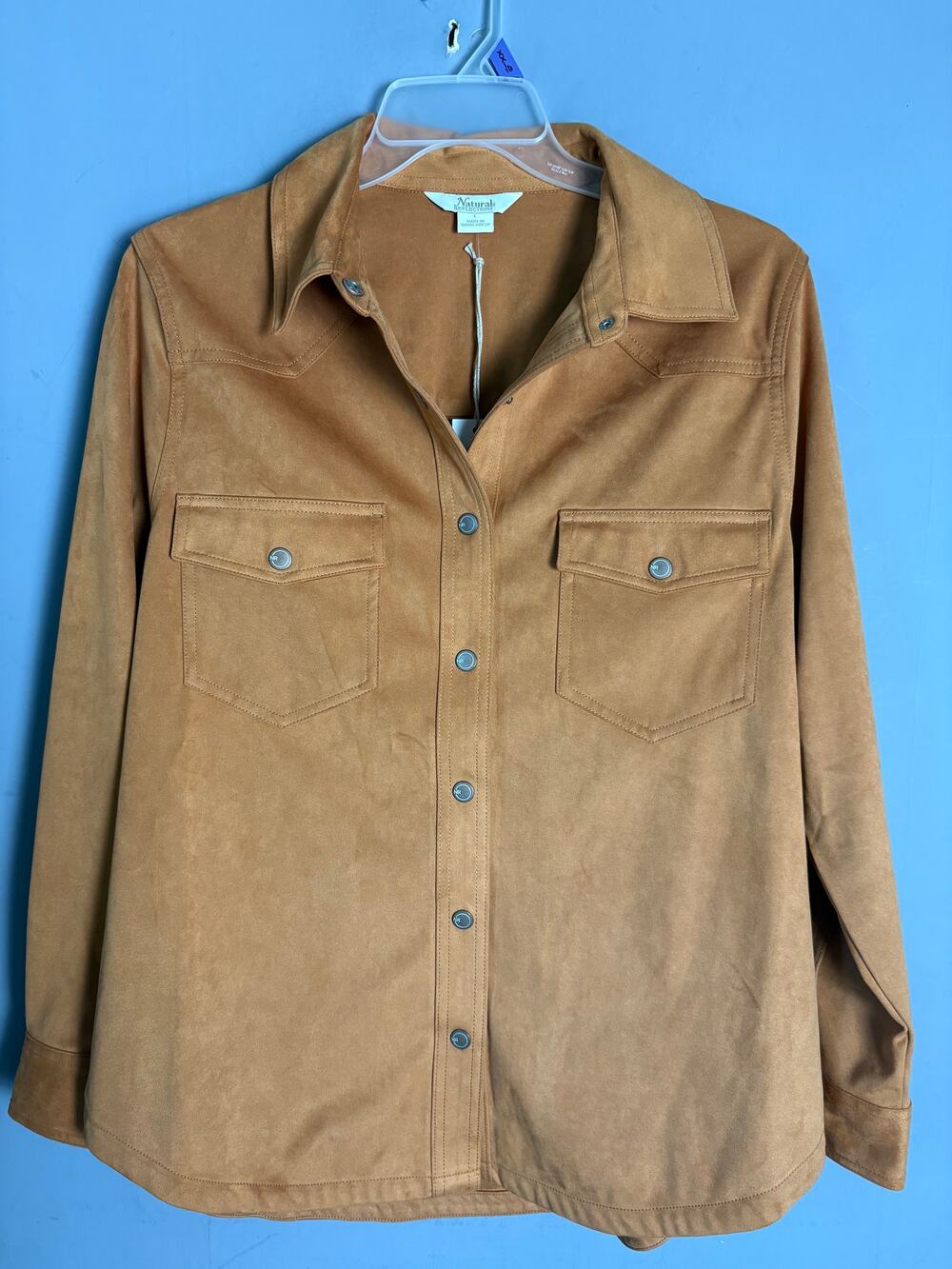 Natural Reflections Cashew Suede Western Shirt Jacket Size L NWT